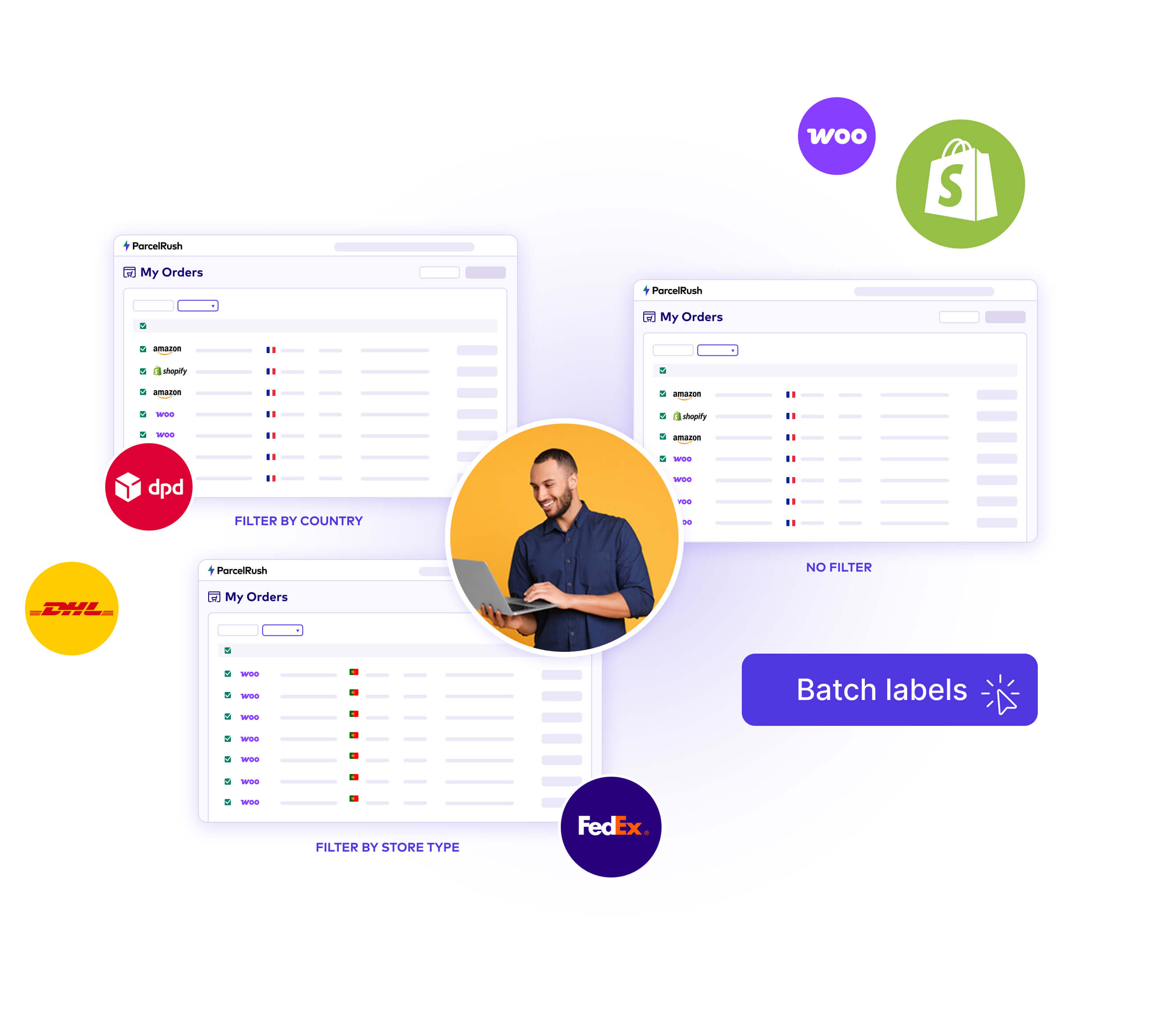 Batch label printing with ParcelRush for fast order management