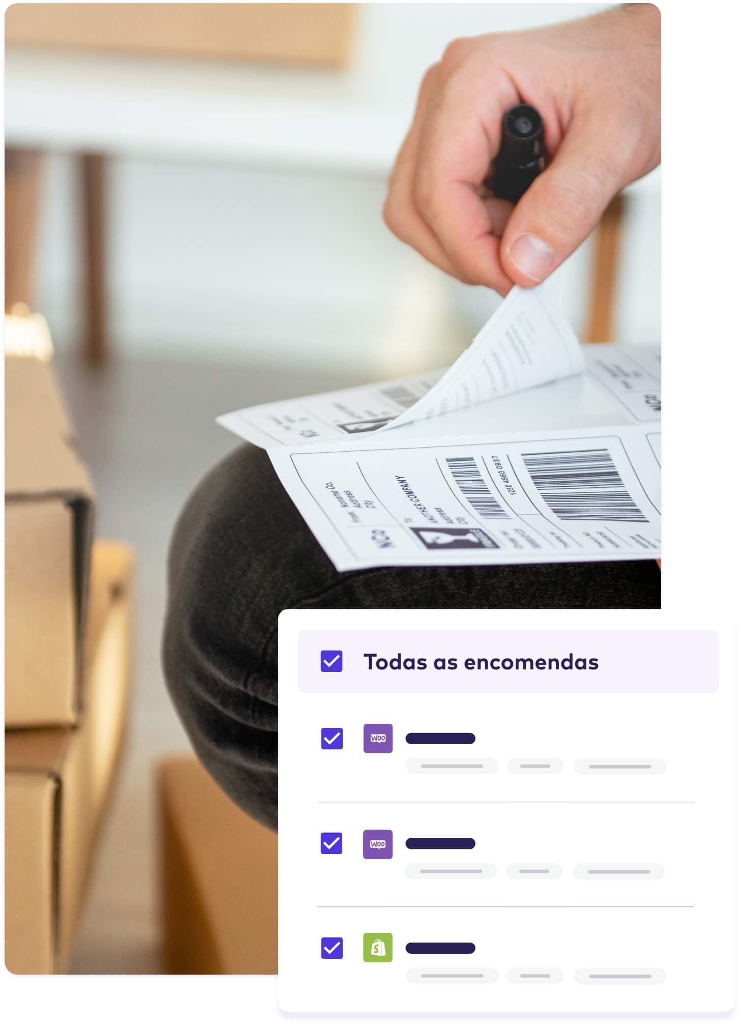 Impressão de etiquetas em lote com o ParcelRush para uma gestão rápida de pedidos