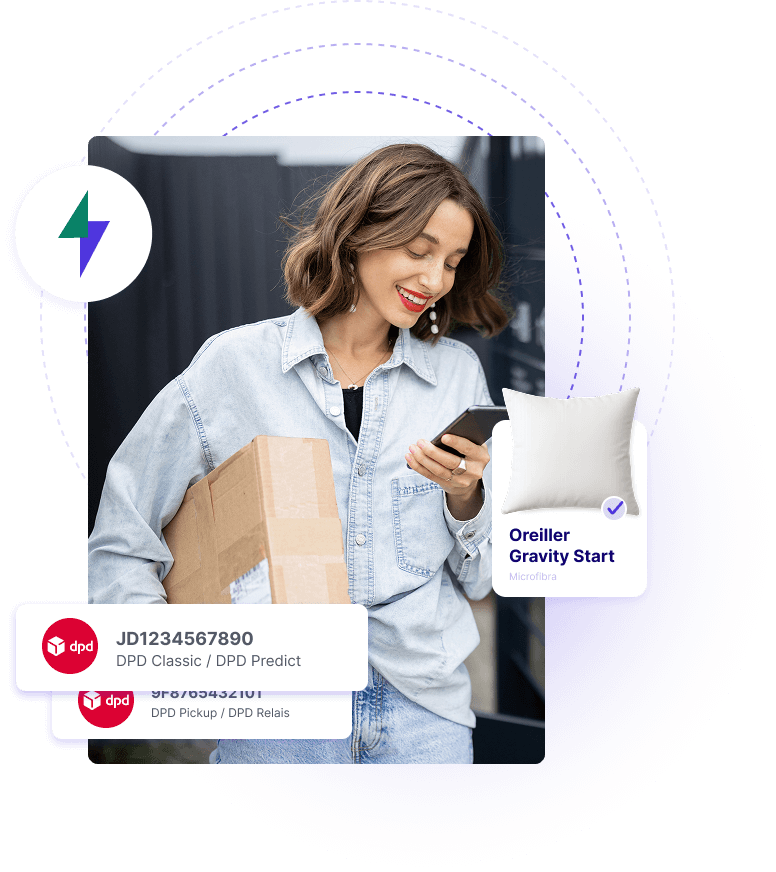 Expédition e-commerce simplifiée avec DPD et ParcelRush, impression d'étiquettes et suivi en un clic.