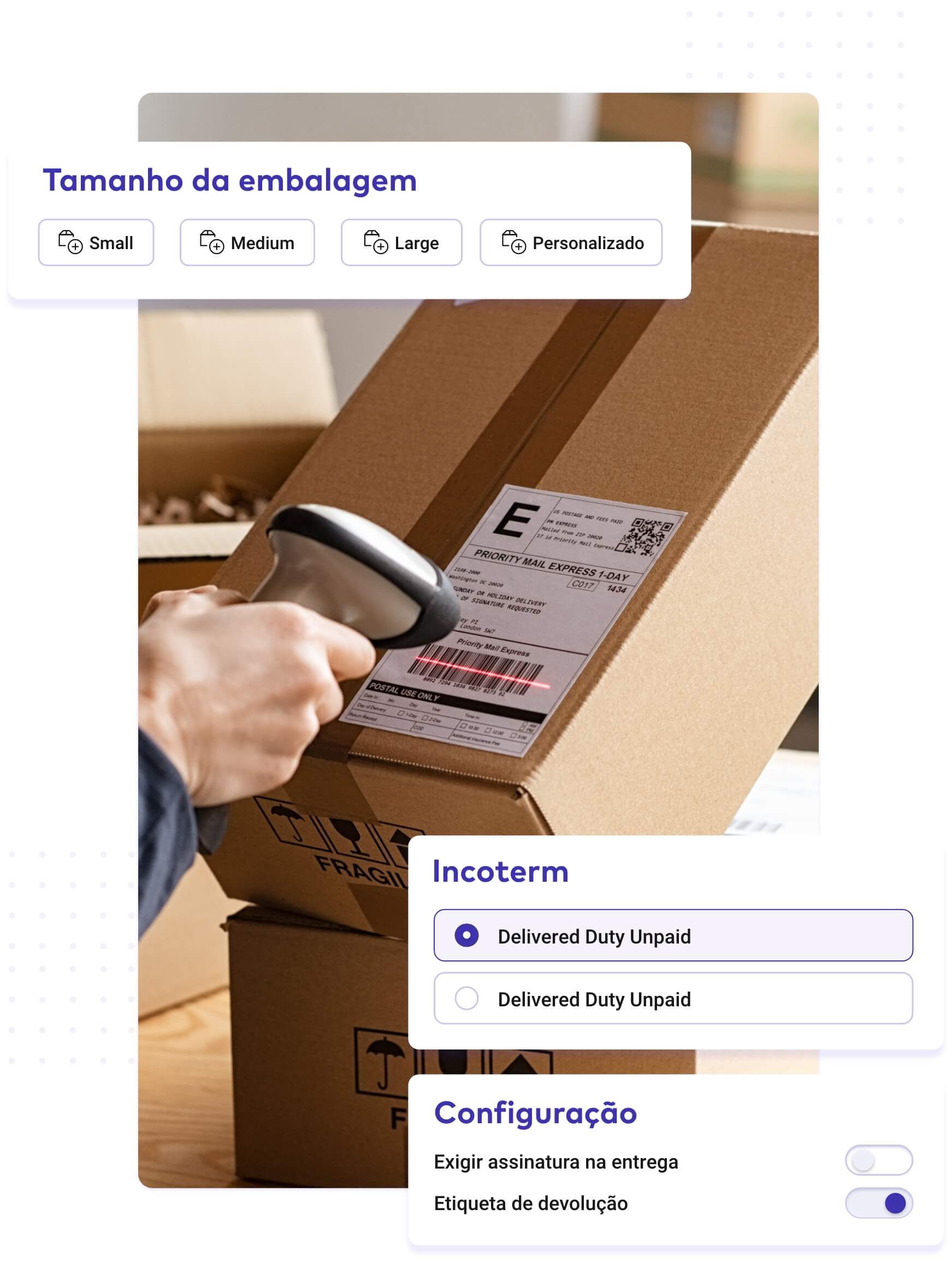 Personalize as suas expedições com a ParcelRush: tarifas, seguros, Incoterms e códigos aduaneiros sob controlo